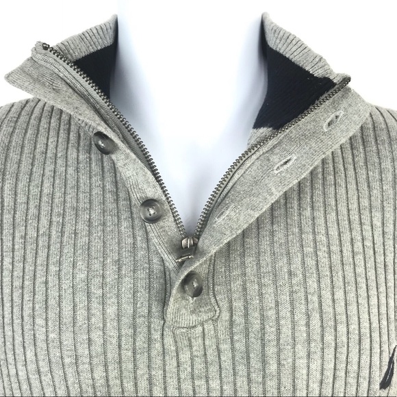 Nautica 4 Button + 1/4 Zip Knitted Cotton Sweater - Picture 4 of 8